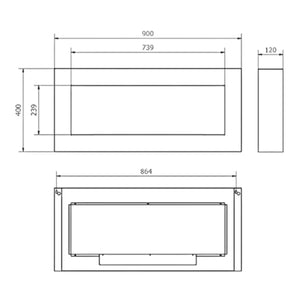 Camino a bioetanolo Zagreb, Caminetto ecologico, Focolare senza fumo, Riscaldatore ad etanolo, Made in Italy, 12x90 h40 cm, Nero