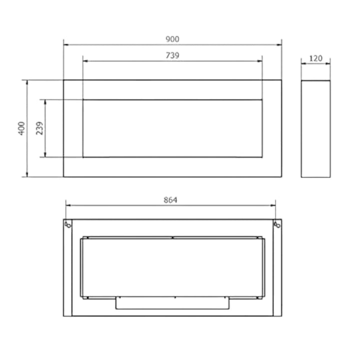 Camino a bioetanolo Zagreb, Caminetto ecologico, Focolare senza fumo, Riscaldatore ad etanolo, Made in Italy, 12x90 h40 cm, Nero