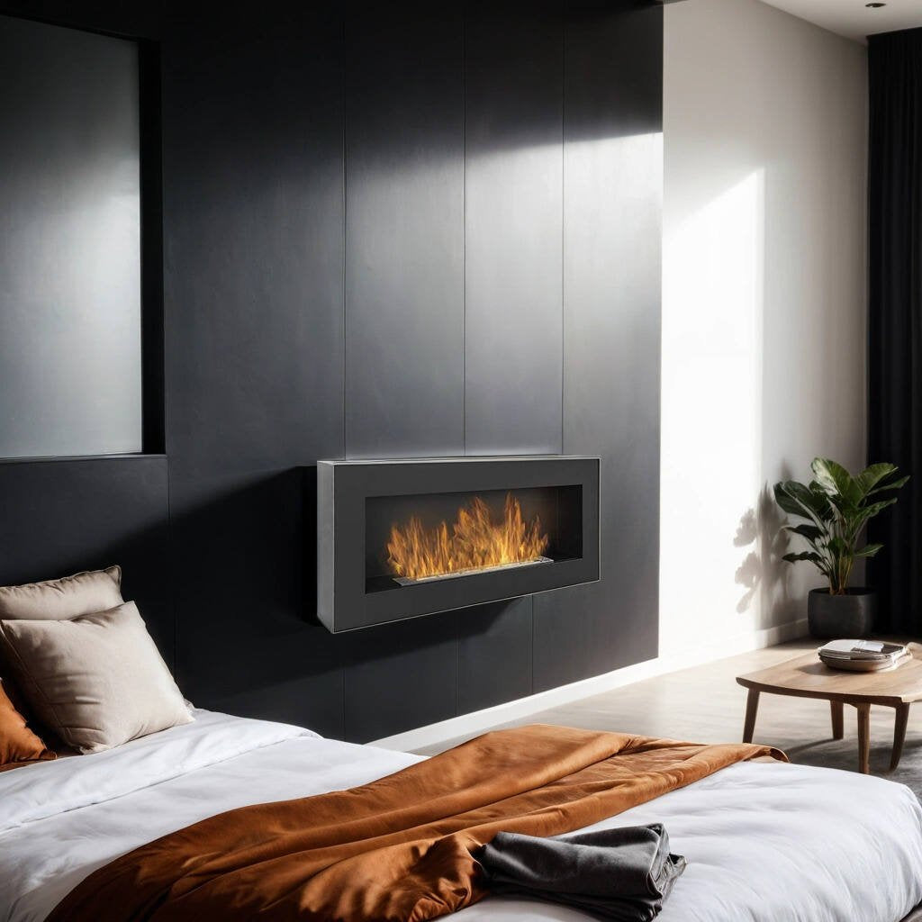 Camino a bioetanolo Zagreb, Caminetto ecologico, Focolare senza fumo, Riscaldatore ad etanolo, Made in Italy, 12x90 h40 cm, Nero