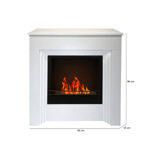 Camino a bioetanolo Kinsasa, Caminetto ecologico, Focolare senza fumo, Riscaldatore ad etanolo, Made in Italy, 96x35 h96 cm, Bianco