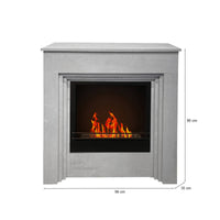 Camino a bioetanolo Kinsasa, Caminetto ecologico, Focolare senza fumo, Riscaldatore ad etanolo, Made in Italy, 96x35 h96 cm, Grigio