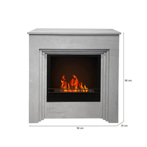 Camino a bioetanolo Kinsasa, Caminetto ecologico, Focolare senza fumo, Riscaldatore ad etanolo, Made in Italy, 96x35 h96 cm, Grigio