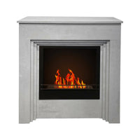 Camino a bioetanolo Kinsasa, Caminetto ecologico, Focolare senza fumo, Riscaldatore ad etanolo, Made in Italy, 96x35 h96 cm, Grigio