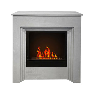 Camino a bioetanolo Kinsasa, Caminetto ecologico, Focolare senza fumo, Riscaldatore ad etanolo, Made in Italy, 96x35 h96 cm, Grigio