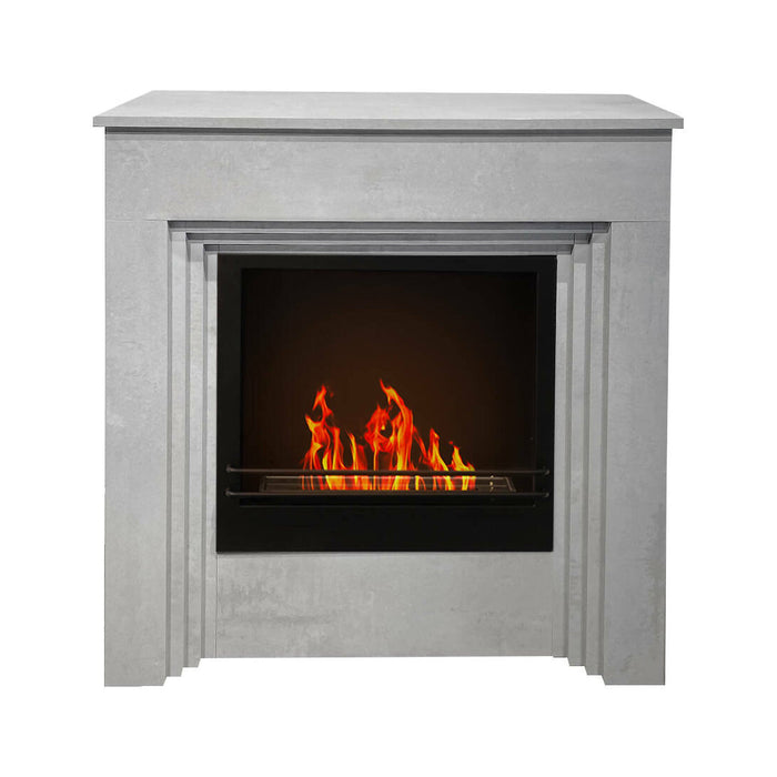 Camino a bioetanolo Kinsasa, Caminetto ecologico, Focolare senza fumo, Riscaldatore ad etanolo, Made in Italy, 96x35 h96 cm, Grigio