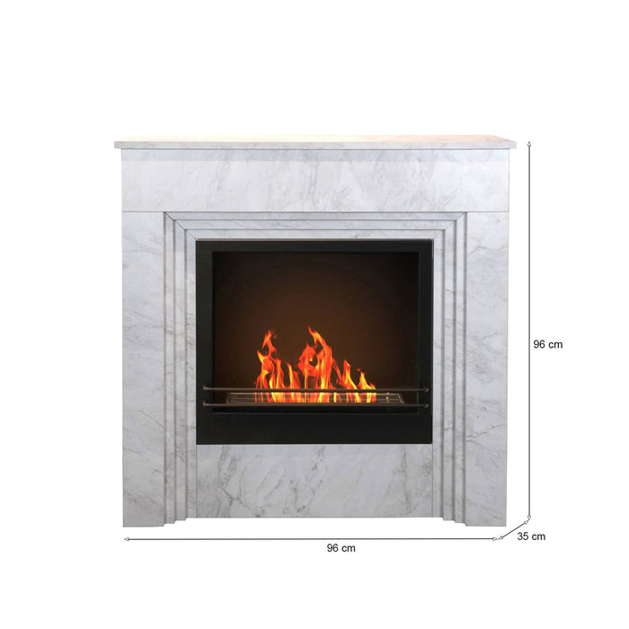 Camino a bioetanolo Kinsasa, Caminetto ecologico, Focolare senza fumo, Riscaldatore ad etanolo, Made in Italy, 96x35 h96 cm, Bianco