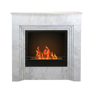 Camino a bioetanolo Kinsasa, Caminetto ecologico, Focolare senza fumo, Riscaldatore ad etanolo, Made in Italy, 96x35 h96 cm, Bianco