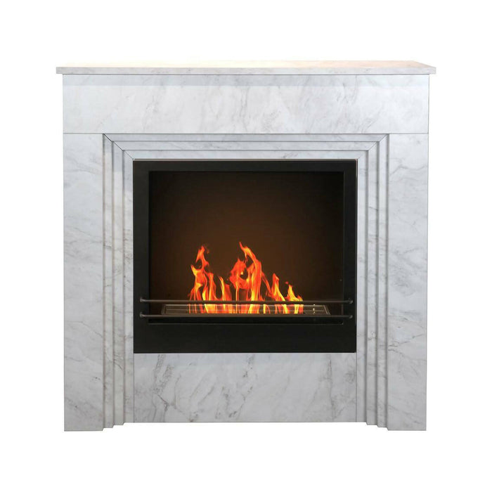 Camino a bioetanolo Kinsasa, Caminetto ecologico, Focolare senza fumo, Riscaldatore ad etanolo, Made in Italy, 96x35 h96 cm, Bianco