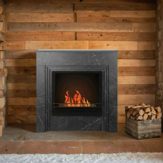 Camino a bioetanolo Kinsasa, Caminetto ecologico, Focolare senza fumo, Riscaldatore ad etanolo, Made in Italy, 96x35 h96 cm, Nero