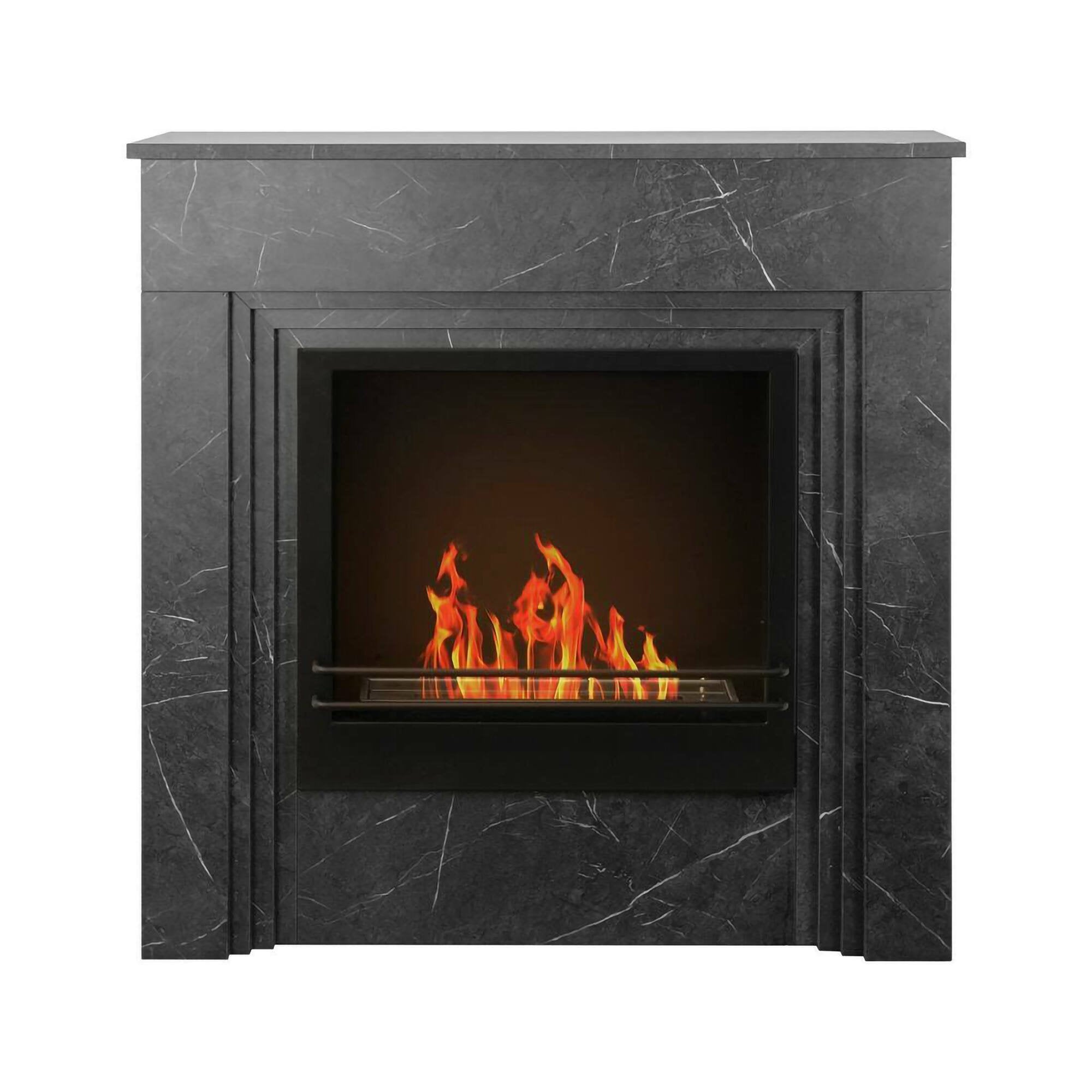 Camino a bioetanolo Kinsasa, Caminetto ecologico, Focolare senza fumo, Riscaldatore ad etanolo, Made in Italy, 96x35 h96 cm, Nero