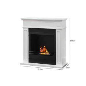 Camino a bioetanolo Ala, Caminetto ecologico, Focolare senza fumo, Riscaldatore ad etanolo, Made in Italy, 91x28 h90 cm, Bianco