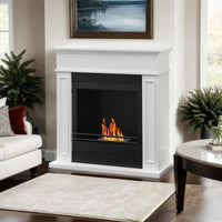 Camino a bioetanolo Ala, Caminetto ecologico, Focolare senza fumo, Riscaldatore ad etanolo, Made in Italy, 91x28 h90 cm, Bianco