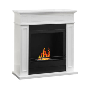 Camino a bioetanolo Ala, Caminetto ecologico, Focolare senza fumo, Riscaldatore ad etanolo, Made in Italy, 91x28 h90 cm, Bianco