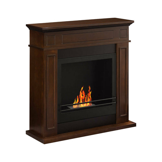 Camino a bioetanolo Ala, Caminetto ecologico, Focolare senza fumo, Riscaldatore ad etanolo, Made in Italy, 91x90 h28 cm, Marrone