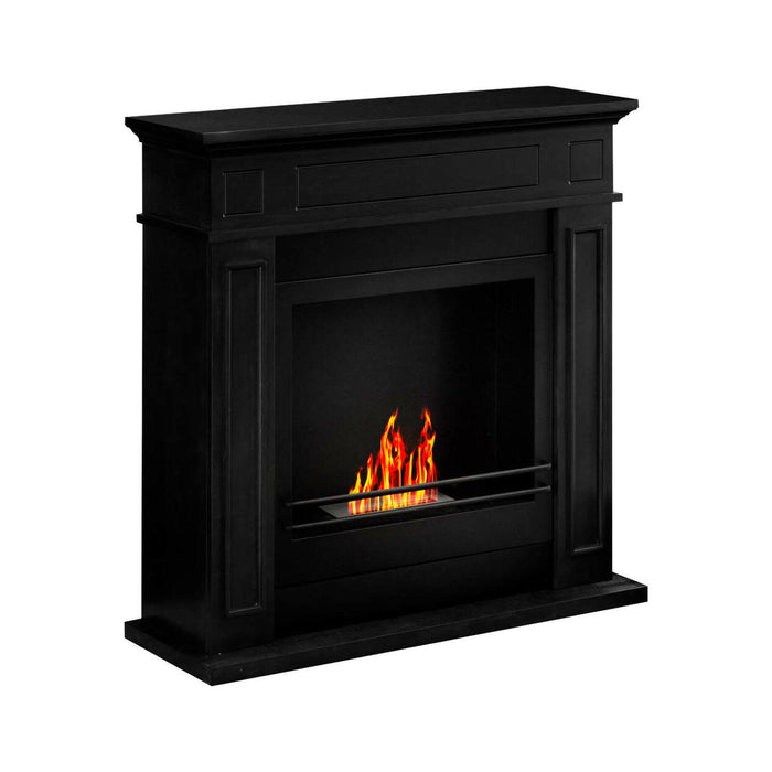 Camino a bioetanolo Ala, Caminetto ecologico, Focolare senza fumo, Riscaldatore ad etanolo, Made in Italy, 91x28 h90 cm, Nero