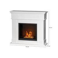 Camino a bioetanolo Aradeo, Caminetto ecologico, Focolare senza fumo, Riscaldatore ad etanolo, Made in Italy, 110x37 h102 cm, Bianco