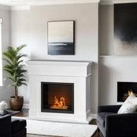 Camino a bioetanolo Aradeo, Caminetto ecologico, Focolare senza fumo, Riscaldatore ad etanolo, Made in Italy, 110x37 h102 cm, Bianco