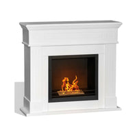 Camino a bioetanolo Aradeo, Caminetto ecologico, Focolare senza fumo, Riscaldatore ad etanolo, Made in Italy, 110x37 h102 cm, Bianco