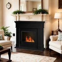 Camino a bioetanolo Aradeo, Caminetto ecologico, Focolare senza fumo, Riscaldatore ad etanolo, Made in Italy, 110x36 h101 cm, Nero