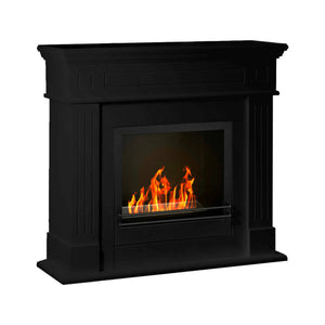 Camino a bioetanolo Aradeo, Caminetto ecologico, Focolare senza fumo, Riscaldatore ad etanolo, Made in Italy, 110x36 h101 cm, Nero