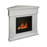 Camino a bioetanolo Piovera, Caminetto ecologico, Focolare senza fumo, Riscaldatore ad etanolo, Made in Italy, 63x110 h102 cm, Bianco