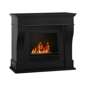 Camino a bioetanolo Alseno, Caminetto ecologico, Focolare senza fumo, Riscaldatore ad etanolo, Made in Italy, 111x43 h99 cm, Nero