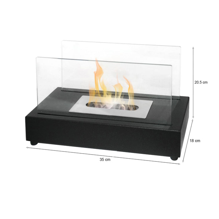 Camino a bioetanolo Ardesio, Caminetto ecologico, Focolare senza fumo, Riscaldatore ad etanolo, Made in Italy, 18x35 h21 cm, Nero