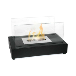 Camino a bioetanolo Ardesio, Caminetto ecologico, Focolare senza fumo, Riscaldatore ad etanolo, Made in Italy, 18x35 h21 cm, Nero