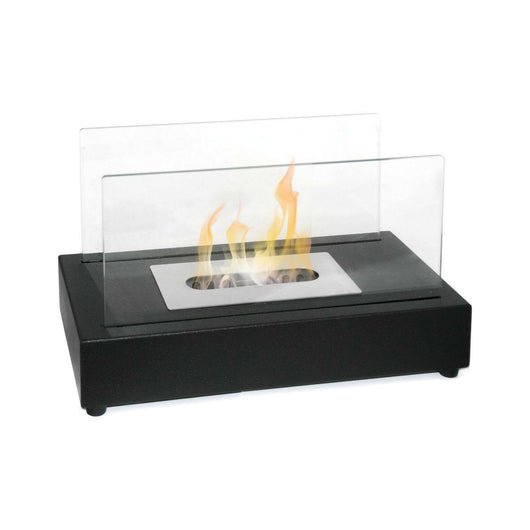 Camino a bioetanolo Ardesio, Caminetto ecologico, Focolare senza fumo, Riscaldatore ad etanolo, Made in Italy, 18x35 h21 cm, Nero