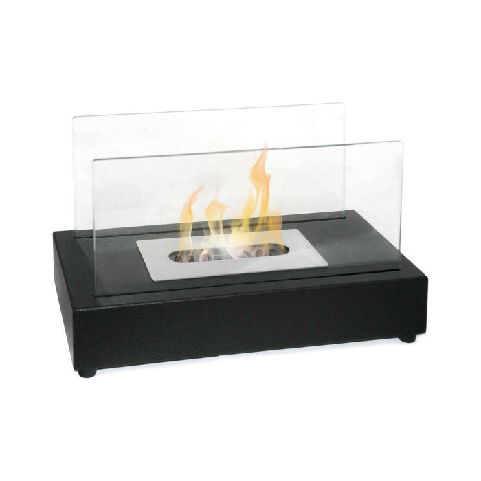 Camino a bioetanolo Ardesio, Caminetto ecologico, Focolare senza fumo, Riscaldatore ad etanolo, Made in Italy, 18x35 h21 cm, Nero