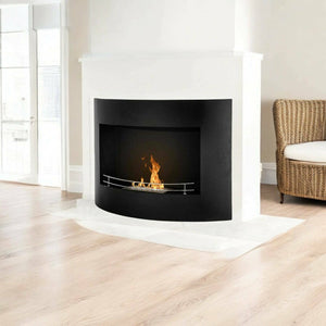 Camino a bioetanolo Alpago, Caminetto ecologico, Focolare senza fumo, Riscaldatore ad etanolo, Made in Italy, 63x16 h45 cm, Nero