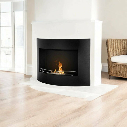 Camino a bioetanolo Alpago, Caminetto ecologico, Focolare senza fumo, Riscaldatore ad etanolo, Made in Italy, 63x16 h45 cm, Nero