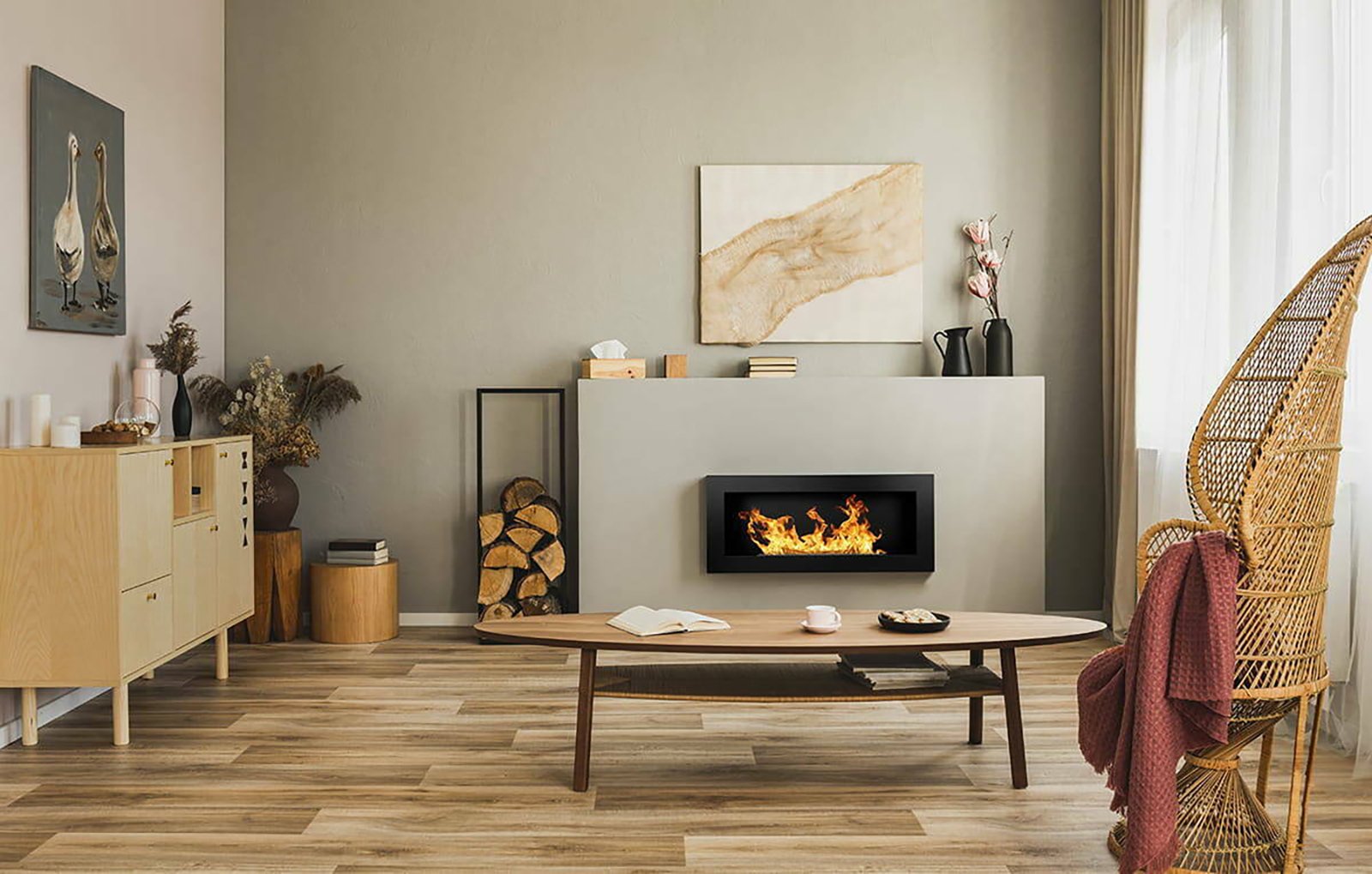 Camino a bioetanolo Aisone, Caminetto ecologico, Focolare senza fumo, Riscaldatore ad etanolo, Made in Italy, 90x12 h39 cm, Nero