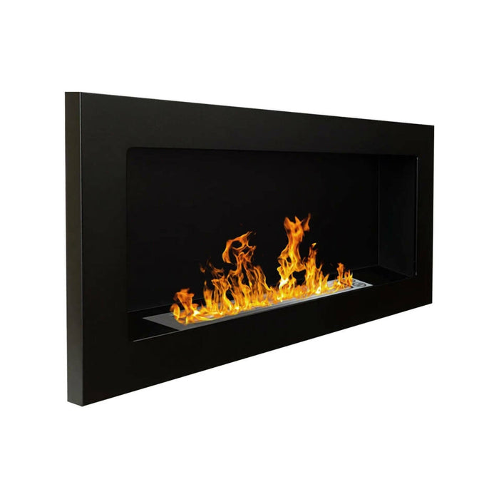 Camino a bioetanolo Aisone, Caminetto ecologico, Focolare senza fumo, Riscaldatore ad etanolo, Made in Italy, 90x12 h39 cm, Nero