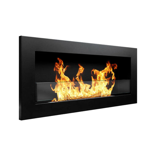 Camino a bioetanolo Coprincipi, Caminetto ecologico, Focolare senza fumo, Riscaldatore ad etanolo, Made in Italy, 12x90 h40 cm, Nero