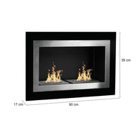 Camino a bioetanolo Adro, Caminetto ecologico, Focolare senza fumo, Riscaldatore ad etanolo, Made in Italy, 90x17 h39 cm, Nero