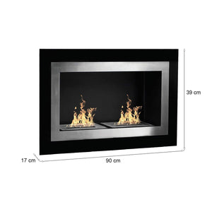 Camino a bioetanolo Adro, Caminetto ecologico, Focolare senza fumo, Riscaldatore ad etanolo, Made in Italy, 90x17 h39 cm, Nero