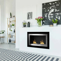 Camino a bioetanolo Adro, Caminetto ecologico, Focolare senza fumo, Riscaldatore ad etanolo, Made in Italy, 90x17 h39 cm, Nero