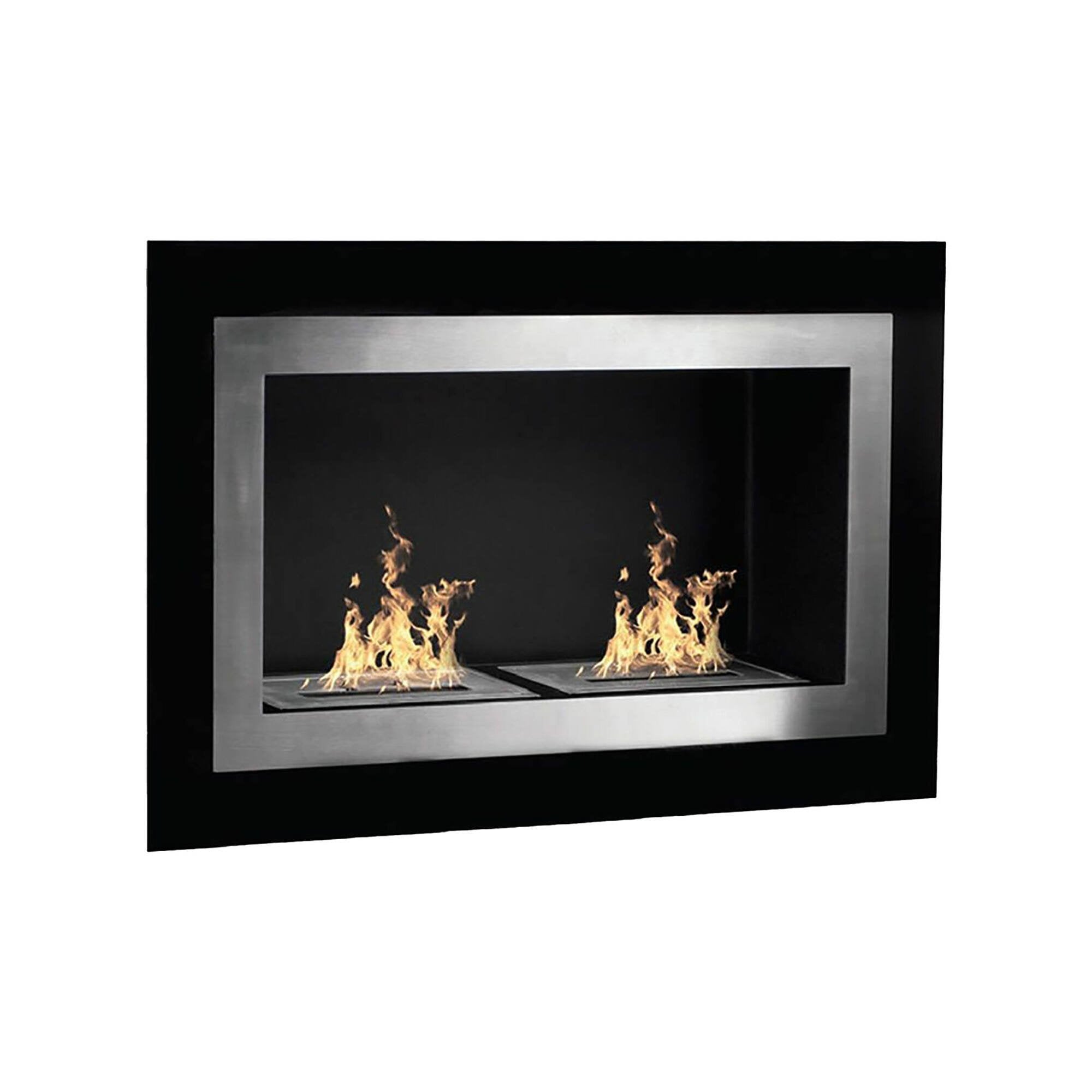 Camino a bioetanolo Adro, Caminetto ecologico, Focolare senza fumo, Riscaldatore ad etanolo, Made in Italy, 90x17 h39 cm, Nero