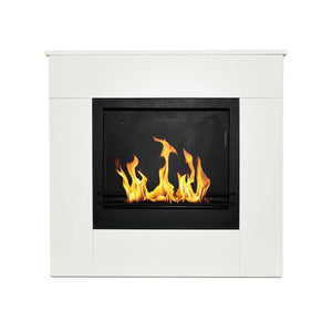 Camino a bioetanolo Amaseno, Caminetto ecologico, Focolare senza fumo, Riscaldatore ad etanolo, Made in Italy, 96x36 h90 cm, Bianco