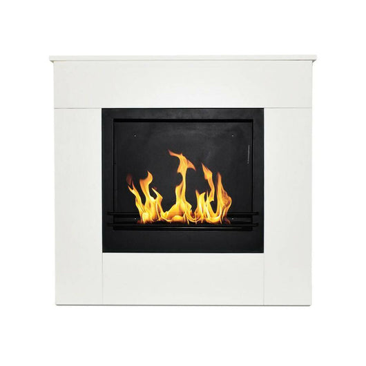 Camino a bioetanolo Amaseno, Caminetto ecologico, Focolare senza fumo, Riscaldatore ad etanolo, Made in Italy, 96x36 h90 cm, Bianco