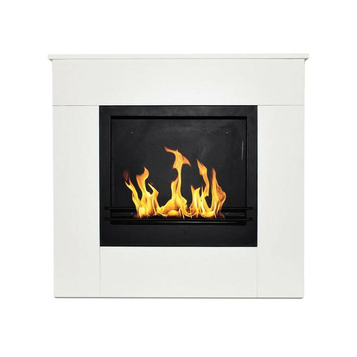 Camino a bioetanolo Amaseno, Caminetto ecologico, Focolare senza fumo, Riscaldatore ad etanolo, Made in Italy, 96x36 h90 cm, Bianco