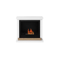 Camino a bioetanolo Arenzano, Caminetto ecologico, Focolare senza fumo, Riscaldatore ad etanolo, Made in Italy, 75x24 h68 cm, Bianco