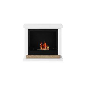 Camino a bioetanolo Arenzano, Caminetto ecologico, Focolare senza fumo, Riscaldatore ad etanolo, Made in Italy, 75x24 h68 cm, Bianco