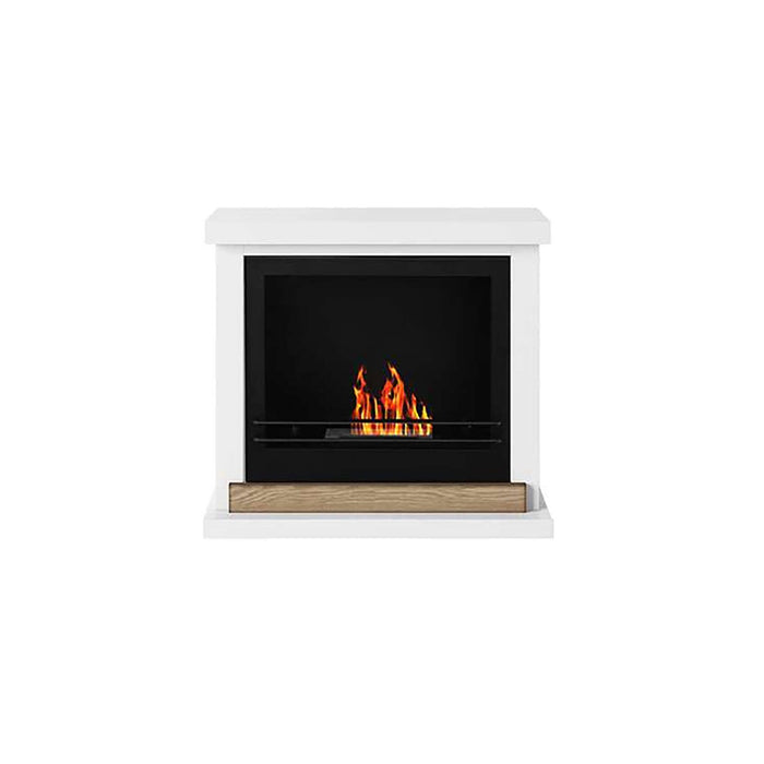 Camino a bioetanolo Arenzano, Caminetto ecologico, Focolare senza fumo, Riscaldatore ad etanolo, Made in Italy, 75x24 h68 cm, Bianco