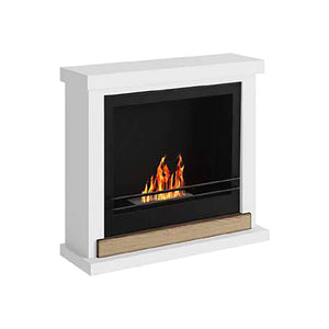 Camino a bioetanolo Arenzano, Caminetto ecologico, Focolare senza fumo, Riscaldatore ad etanolo, Made in Italy, 75x24 h68 cm, Bianco