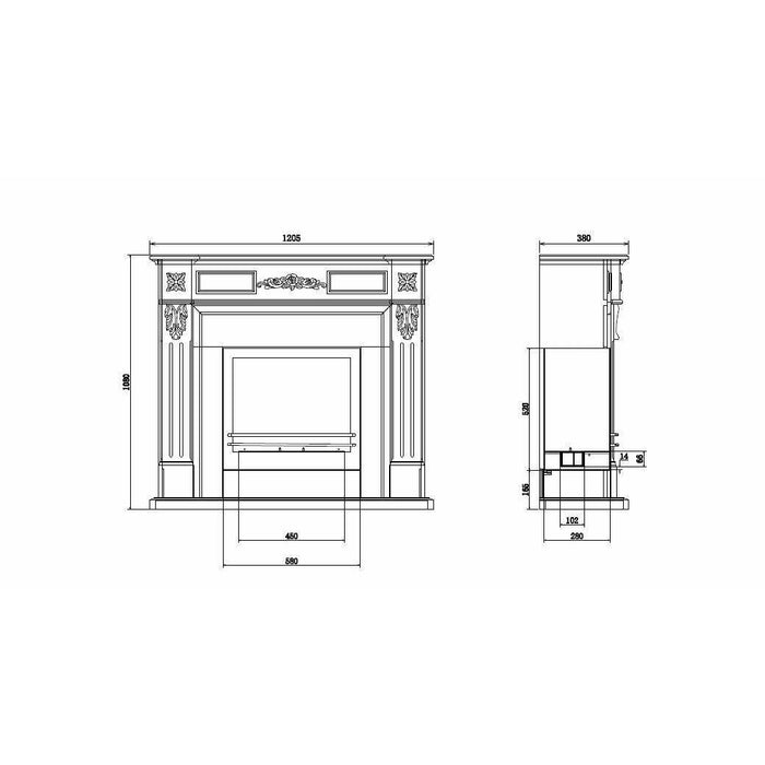Camino a bioetanolo Arborio, Caminetto ecologico, Focolare senza fumo, Riscaldatore ad etanolo, Made in Italy, 38x121 h108 cm, Bianco