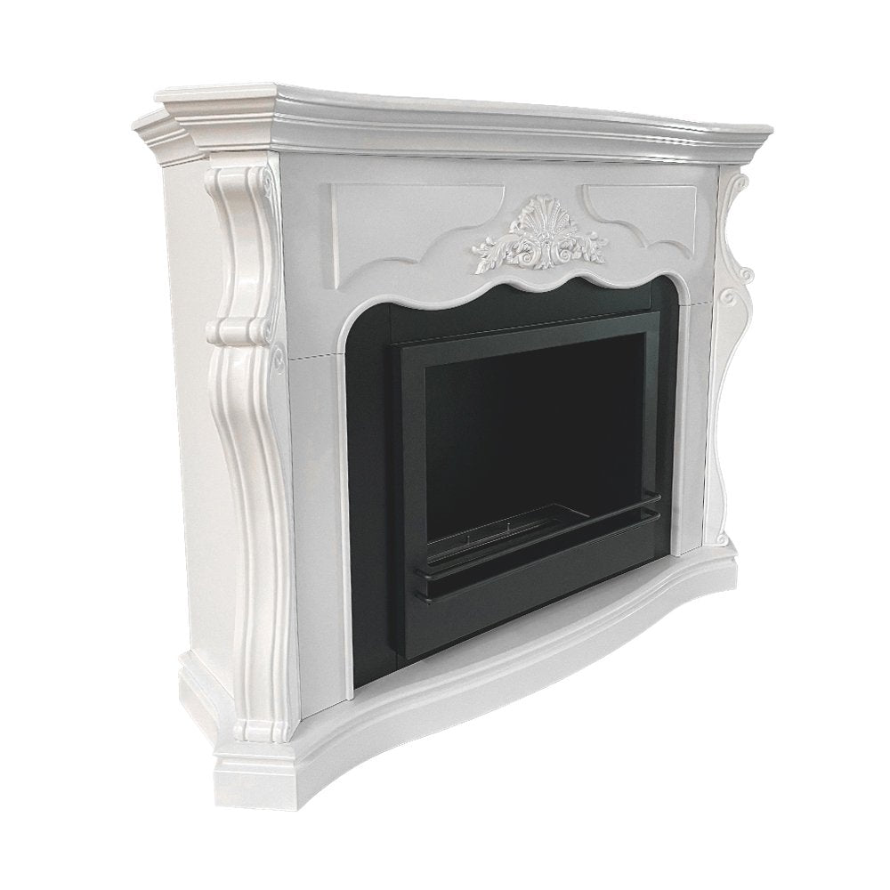 Camino a bioetanolo Aquileia, Caminetto ecologico, Focolare senza fumo, Riscaldatore ad etanolo, Made in Italy, 123x39 h100 cm, Bianco