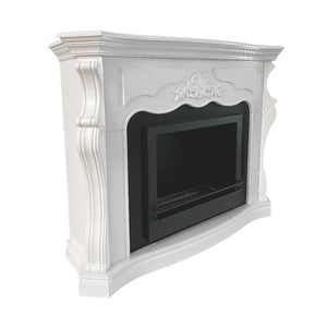 Camino a bioetanolo Aquileia, Caminetto ecologico, Focolare senza fumo, Riscaldatore ad etanolo, Made in Italy, 123x39 h100 cm, Bianco