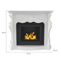 Camino a bioetanolo Aquileia, Caminetto ecologico, Focolare senza fumo, Riscaldatore ad etanolo, Made in Italy, 123x39 h100 cm, Bianco